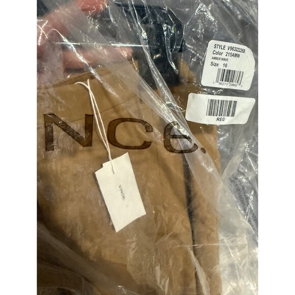 Vince Womens Pleated Wide-Leg Pants Size 16 Amber Wheat Cotton Blend Luxury - Picture 6 of 6